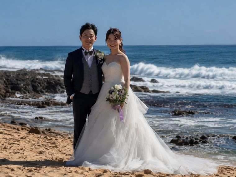 A couple married on the beach in Hawaii
