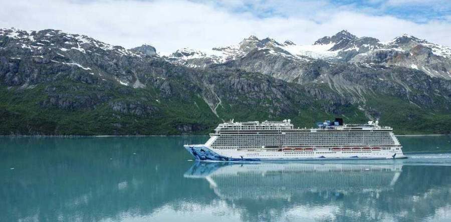 A cruise ship in Glacier Bay, Alaska