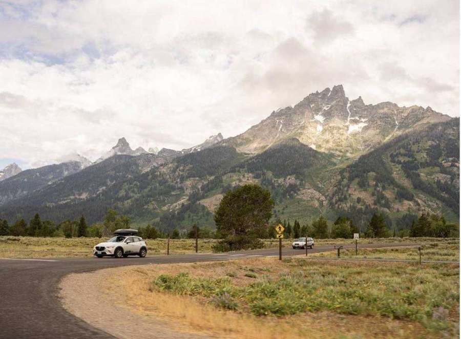 A road through Grand Teton National Park, Wyoming