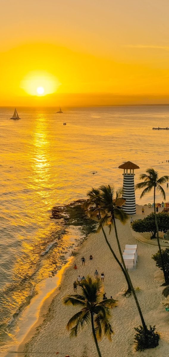 A sunset over the beach at Bavaro, Punta Cana