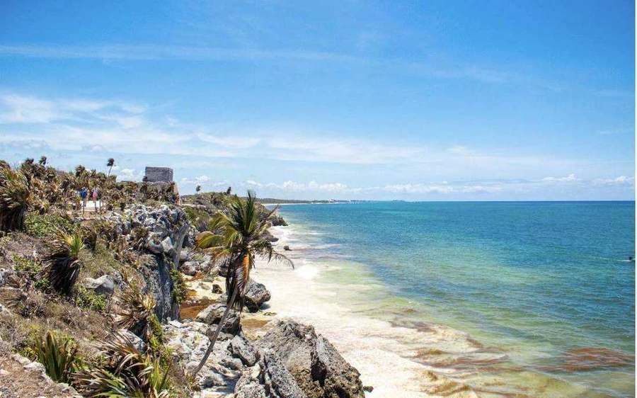 The beach and Mayan ruins at Tulum, Mexico